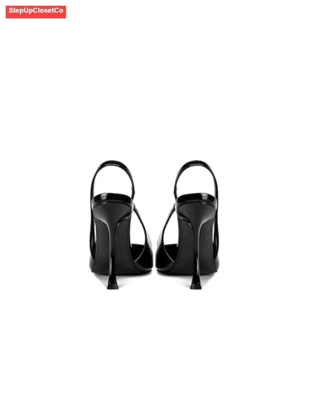 Stiletto High Heel Slingbacks Patent Leather Pointed Toe Pumps Slip On Heels